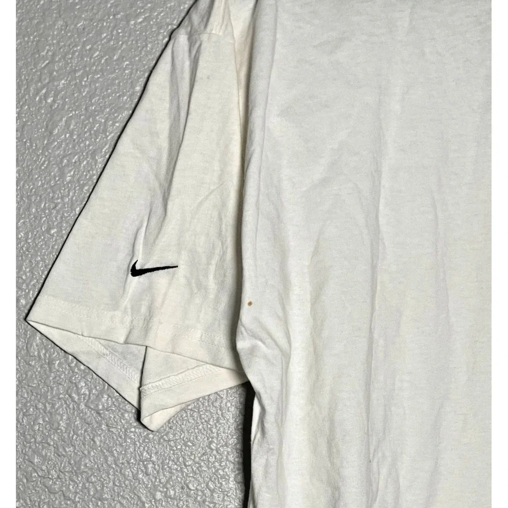 Y2K Nike Shirt Men's Large White Short Sleeve 100% Cotton‎ Sleeve Logo NEW